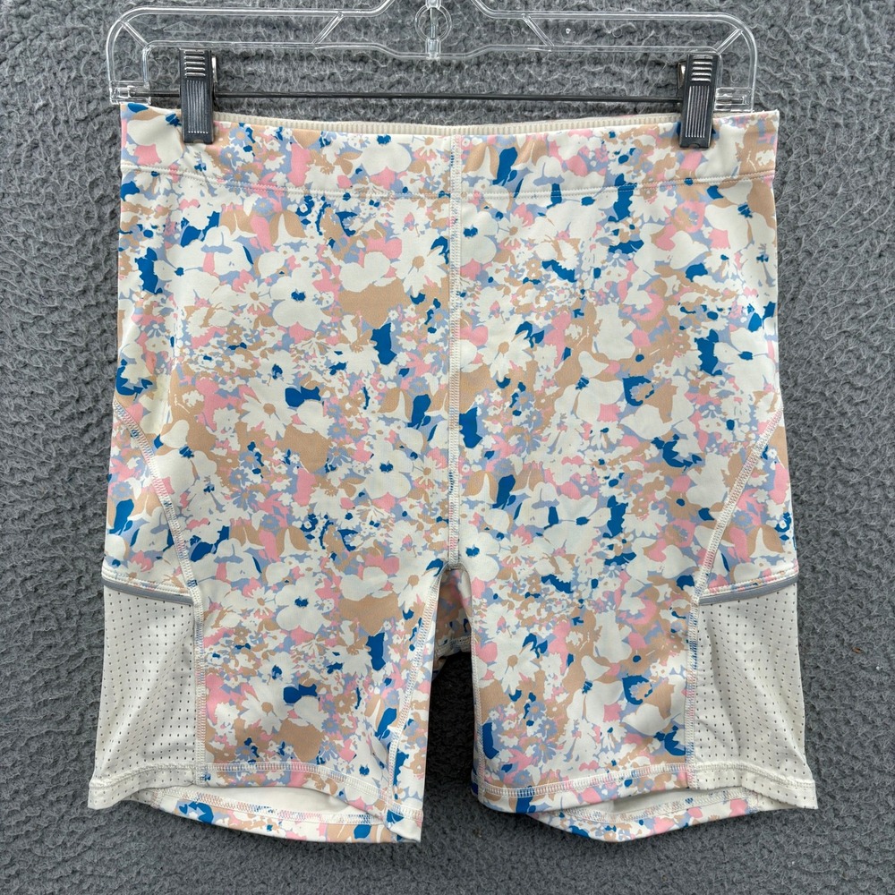 Fabletics Biker Shorts Women L Motion 365 Multicolor Floral Mesh Athletic